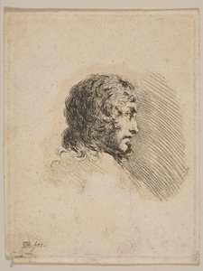 横顔の若い男の頭、さまざまなポートレートからRecueil de DiversesPiécesS ...、ca. 1647年。 作： Stefano della Bella