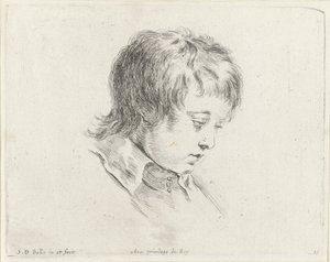 右を見下ろす若い男の頭 描画の原理 (シリーズ タイトル) I principii del disegno (シリーズタイトル) 作： Stefano della Bella