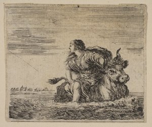 ジュピターとエウロパ、ゲームオブミソロジーJeu de la Mythologie、1644年。 作： Stefano della Bella