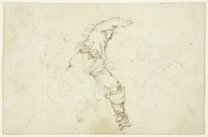 馬に乗って右腕を上げる男性 作： Stefano della Bella