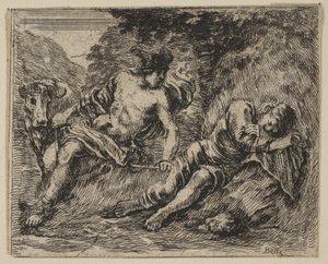 マーキュリーとアーガス、ゲームオブミソロジーJeu de la Mythologie、1644。 作： Stefano della Bella