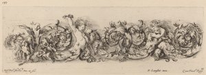 子供と犬の装飾フリーズ、おそらく 1648 年。 作： Stefano della Bella
