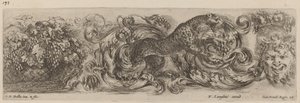 ヒョウの装飾フリーズ、おそらく 1648 年。 作： Stefano della Bella
