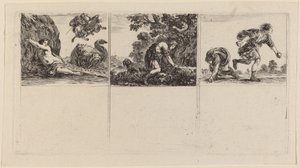 ペルセウスとアンドロメダ、ケファロスとプロクリス、ヒッポメネーとアタラントゥス、1644年。 作： Stefano della Bella