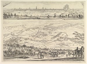 アラスの包囲の計画と見解：地形図のあるプレートの下部分...、1641年 作： Stefano della Bella