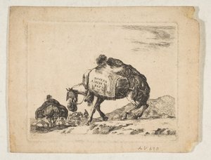 プレート 1: 荷馬、「さまざまな動物」 Diversi animali、ca. 1641年。 作： Stefano della Bella