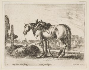 プレート22：カートの馬、さまざまな動物からDiversi animali、ca. 1641年。 作： Stefano della Bella