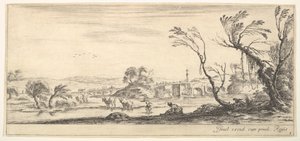 プレート2：中央で靴を脱いでいる農民の女性、別の農民の女性と2人のc ...、ca。 1641年。 作： Stefano della Bella