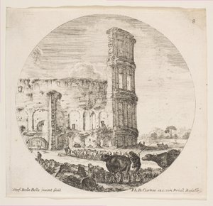 プレート8：コロッセオ、2つの群れが前の円形競技場に向けられています...、ca。 1646年。 作： Stefano della Bella