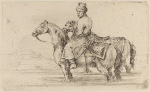 二頭の馬を持つポーランドのアテンダント 作： Stefano della Bella