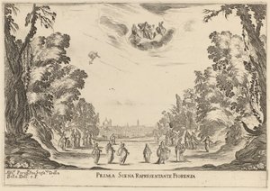 フィレンツェを表す最初のシーン、1637 年。 作： Stefano della Bella