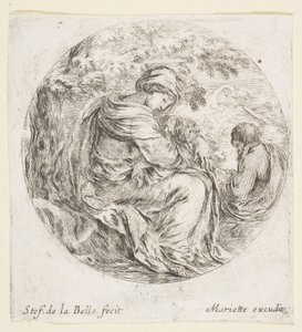 エジプトへのフライトで休む1641年。 作： Stefano della Bella