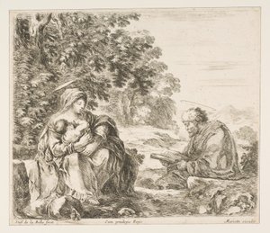 エジプトへのフライトで休む1649 作： Stefano della Bella