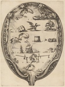 イタリアの幸運の判じ絵を描いた屏風 作： Stefano della Bella