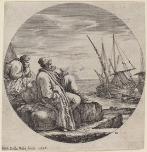 2 つのトルコの商人のいる港 作： Stefano della Bella