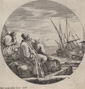 2 人のトルコ人商人のいる海港、1656 年。 作： Stefano della Bella