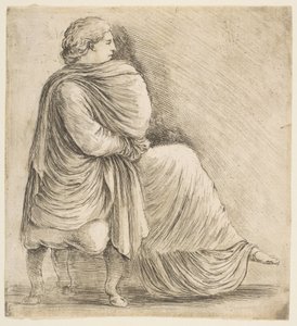 骨董品の救済の後の横顔の着席女性、ca。 1660年。 作： Stefano della Bella