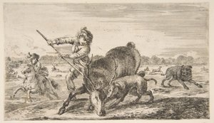 動物の狩猟からベイでクワガタを狩る、ca。 1654年。 作： Stefano della Bella