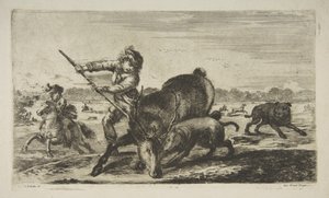 動物の狩猟からベイでクワガタを狩る、ca。 1654年。 作： Stefano della Bella