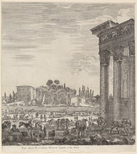 アントニヌス神殿とカンポ ヴァチーノ、1656 年。 作： Stefano della Bella
