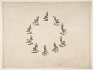 円を形作る10人のキャバリアー、1652年。 作： Stefano della Bella