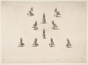 Vを形成する5人を含む10人のキャバリア、1652年。 作： Stefano della Bella