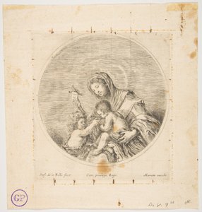 聖ヨハネと聖母子、ラウンド構成、ca。 1641年。 作： Stefano della Bella