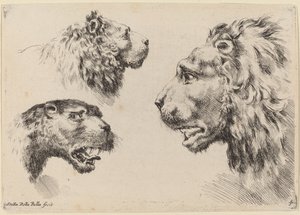 3 つのライオン ヘッド、おそらく 1649 年。