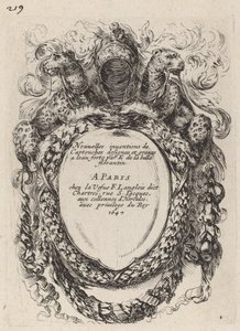カートリッジの新しい発明のタイトル ページ、1647 年。 作： Stefano della Bella