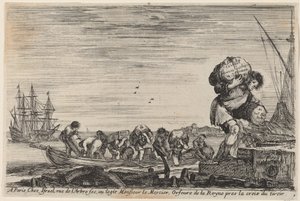 海の港の眺めのタイトルページ、1647年。 作： Stefano della Bella