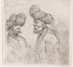 口ひげとターバンをつけた2人のトルコ人男性 作： ステファノ・デラ・ベラ