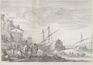 リボルノ港の 2 つのガレー船 リヴォルノ港（シリーズ名） Vues de port de Livourne (シリーズタイトル) 作： Stefano della Bella