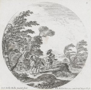 二人の騎手が風に逆らって行く ローマの風景と遺跡（連載タイトル） Paysages et Ruines de Rome (シリーズタイトル) 作： Stefano della Bella