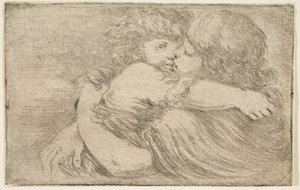 抱き合う二人の子供 1662年頃 作： Stefano della Bella