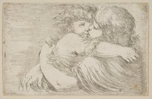 二人の子供たちの抱擁、カリフォルニア州。 1662年。 作： Stefano della Bella