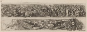 鎖でつながれたヒョウとワシの 2 つの装飾用バンド、おそらく 1648 年。 作： Stefano della Bella