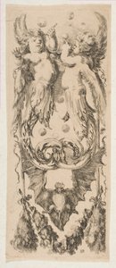 泡を吹いて装飾品に変わる体を持つ 2 つの翼のある子供, ca. 1653年。