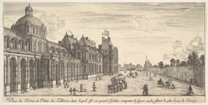 注目すべき広場のさまざまな景色からの、チュイルリー宮殿のドームの眺め、1649-51。 作： Stefano della Bella