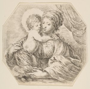 ヴァージンとキリストの子供、八角形の構成、ca。 1649 作： Stefano della Bella