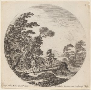 風に吹かれた騎手、1646年。 作： Stefano della Bella