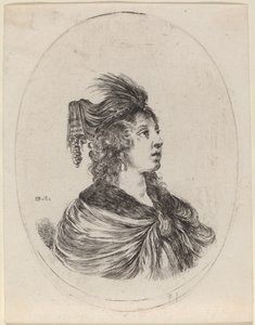 右を向いたターバンの女性 作： Stefano della Bella