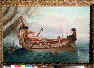 ボートで。 Stepan Vladislavovich Bakalovich (1857-1947) による絵画。 キャンバスに油彩 作： Stepan Vladislavovich Bakalovich