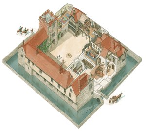 イグザム・モート、ケント州、1800-1830年頃（インク、水彩画）