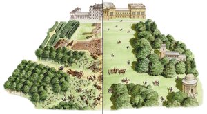 ストウ・ランドスケープ・ガーデンの発展、バッキンガムシャー、1741-1780年頃（インク、水彩画）