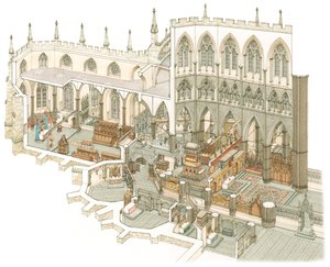 宗教改革直前のウェストミンスター寺院のイースト・エンド 1500-1525年頃 （水彩・インク）