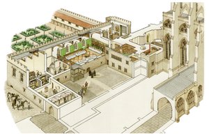 ウェストミンスター寺院の宗教改革前の教区、1520-1535年頃（インク、水彩画）