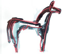 馬 III, 2016 （紙にオイルパステル＆布用染料）