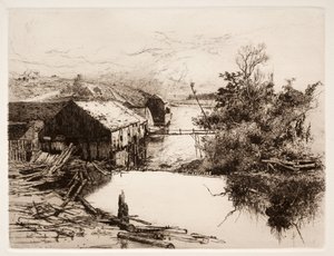 ミスペックのミルズ、ニュージャージー州、1884 年。 作： Stephen Parrish