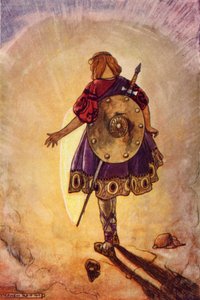 クー・フーリンは光る車輪をたどる (color litho) 作： Stephen Reid