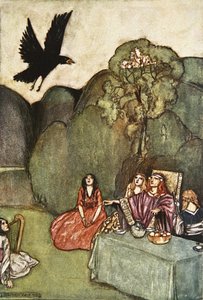 不吉な鴉、「クーフーリン、アルスターの猟犬」のイラスト、エレノア・ハル (1860-1935) 作 作： Stephen Reid